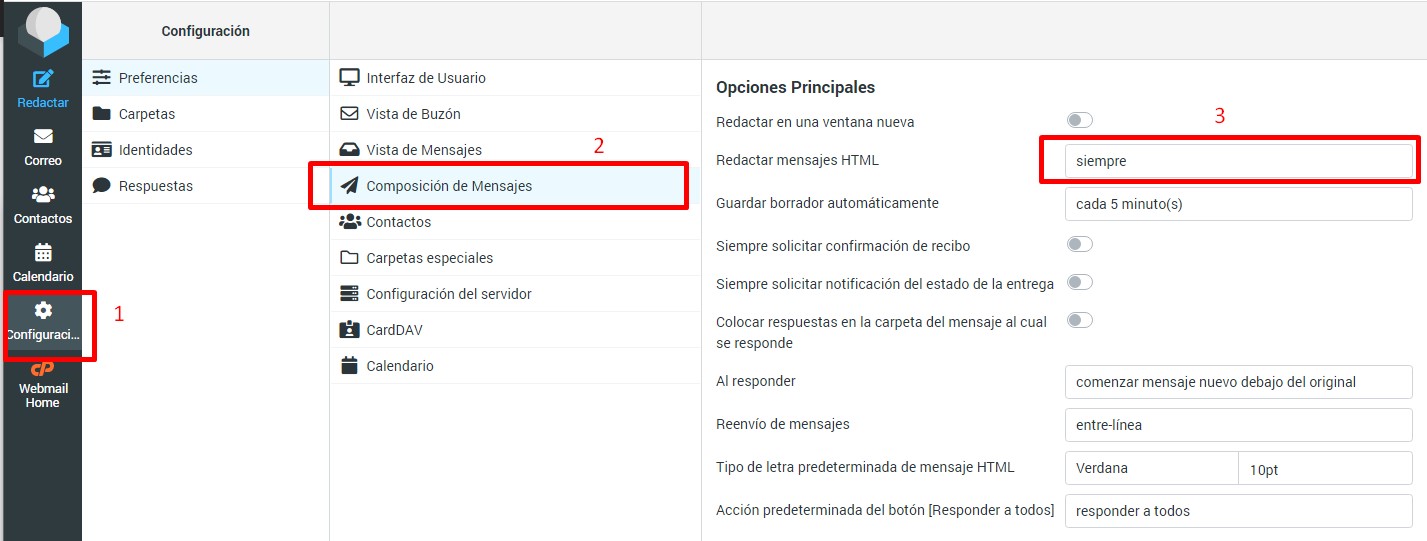 activar editor visual a correo webmail