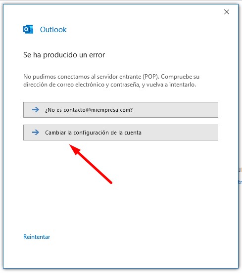 cambiar configuración outlook