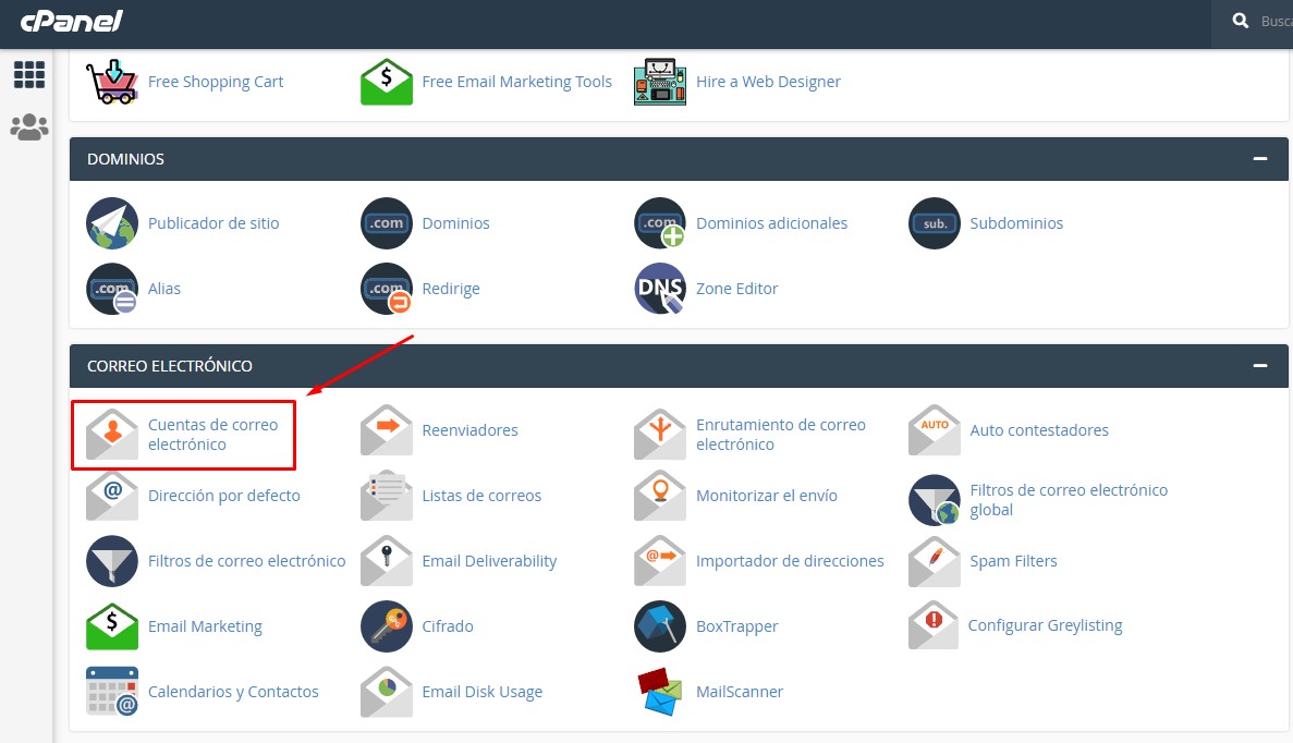 correo electronico cpanel
