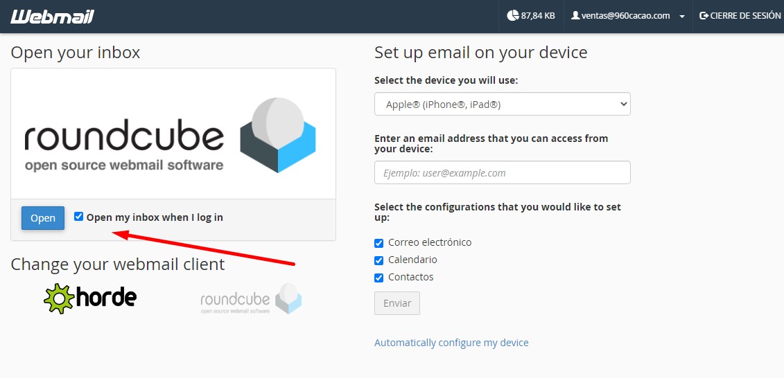 configurando webmail con roundcube 