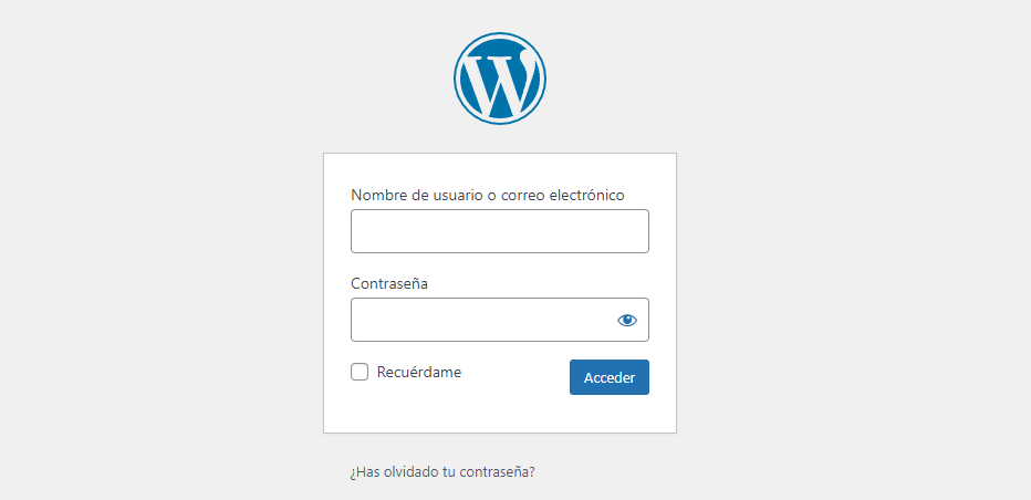 iniciar sesion wordpress instalacion